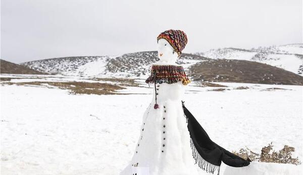 عکس آدم برفی و برف