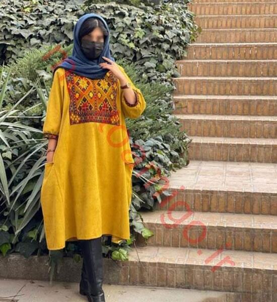 عکس مدل مانتو جلو باز خردلی