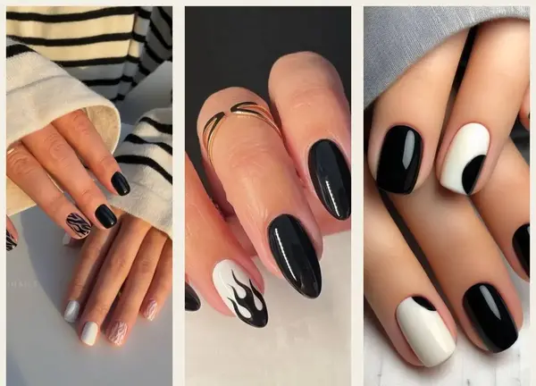 عکس مدل فرنچ ناخن سیاه و سفید