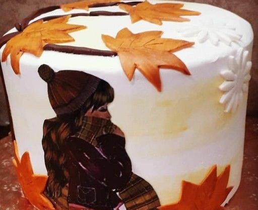 عکس دختر پاییزی از پشت سر برای کیک