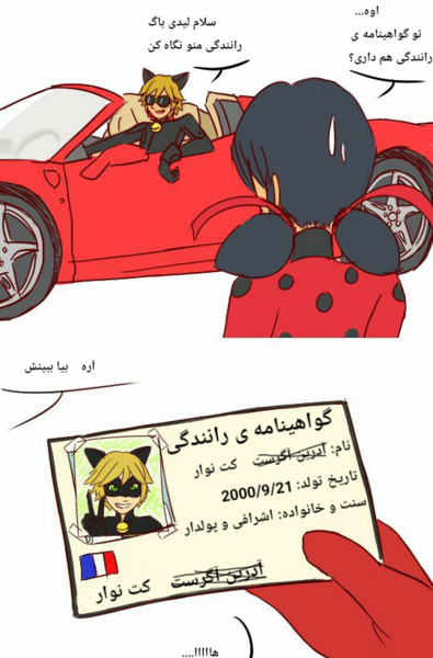 عکس آدرین و گربه سیاه در کنار هم