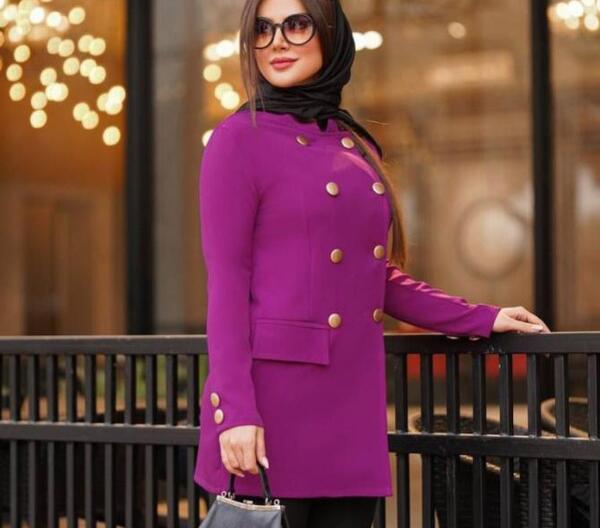 عکس مدل مانتو بلند یقه اخوندی