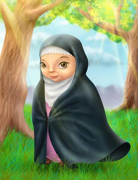 عکس دختر با حجاب برای رنگ آمیزی