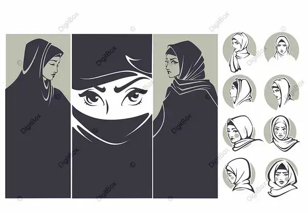 عکس دختر با حجاب برای رنگ آمیزی