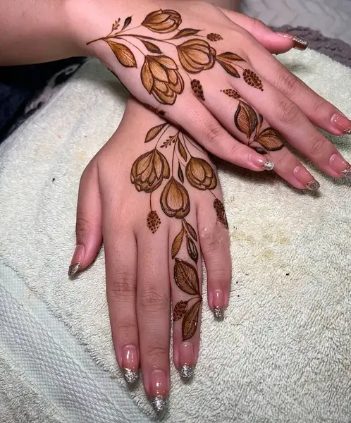 عکس تاج با حنا روی دست