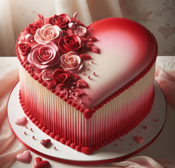 عکس کیک ولنتاین قلبی