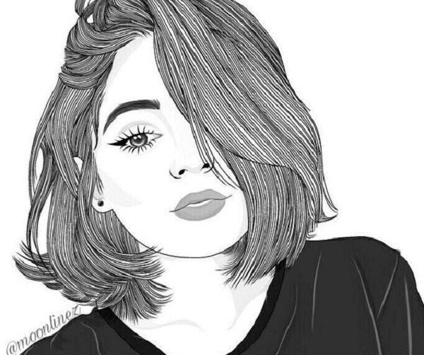 عکس نقاشی دخترونه فانتزی سیاه سفید