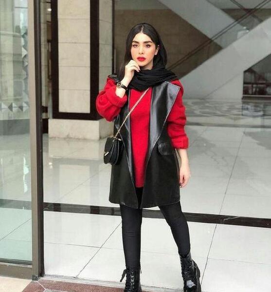 عکس مدل مانتو جدید قرمز و مشکی