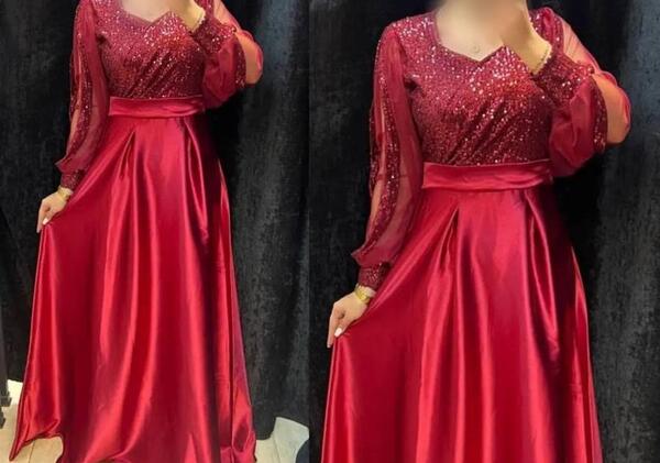 عکس لباس مجلسی زنانه قرمز رنگ