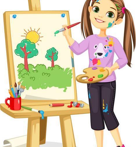 عکس هنری دختر در حال نقاشی
