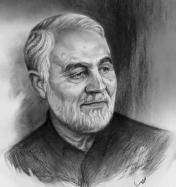 عکس نقاشی چهره سردار سلیمانی