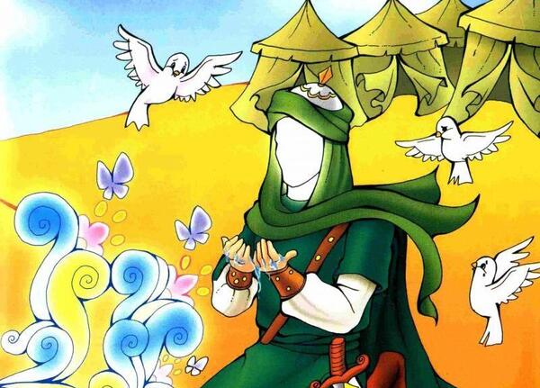 عکس حضرت عباس در آغوش امام حسین