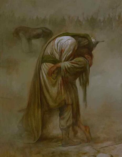 عکس حضرت عباس در آغوش امام حسین