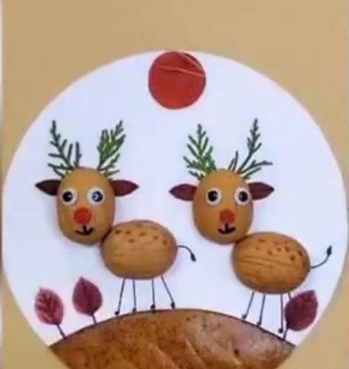 عکس ایده برای کاردستی با پوست آجیل