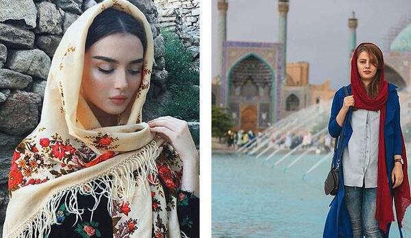 ژست عکس دخترانه با روسری