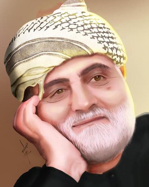 عکس نقاشی چهره قاسم سلیمانی در عصر جدید