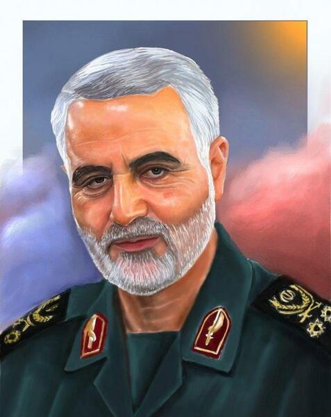 عکس نقاشی چهره قاسم سلیمانی در عصر جدید