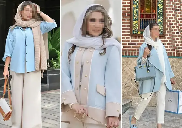 عکس مدل مانتو بلند آبی کاربنی