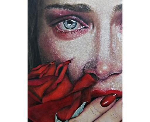 عکس نقاشی زن غمگین