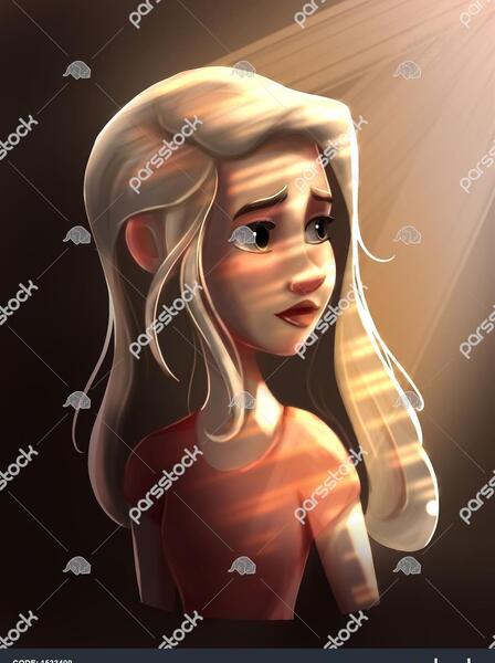 عکس نقاشی زن غمگین