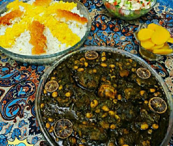 عکس تزیین برنج و قورمه سبزی