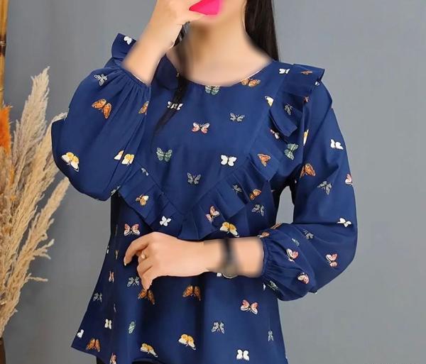 عکس شومیز یقه چین دار