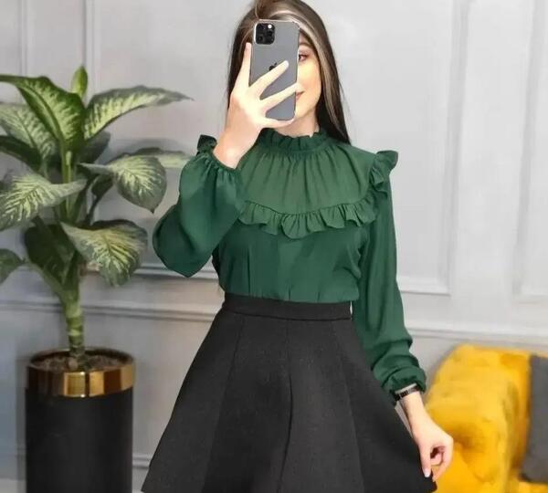 عکس شومیز یقه چین دار