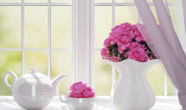 عکس گل رز کنار پنجره