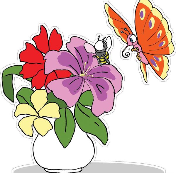 عکس نقاشی گل توی گلدون