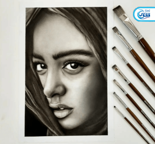 عکس نقاشی دختر نیم رخ