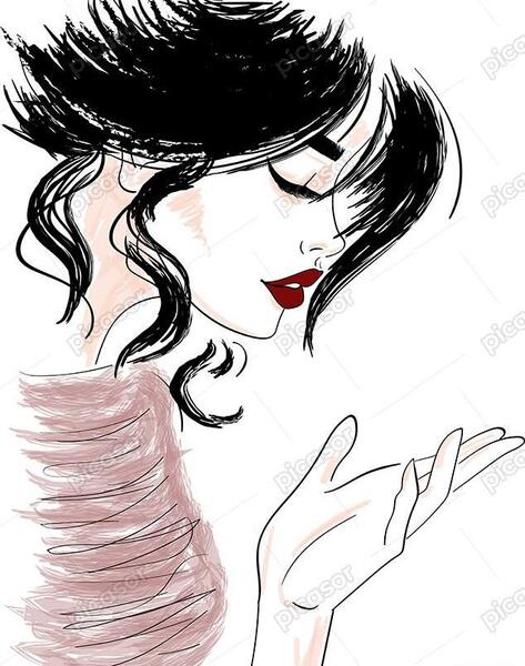 عکس نقاشی دختر نیم رخ