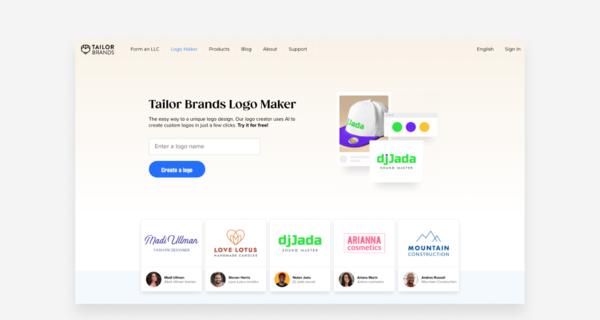 عکس لوگو ساز رایگان tailor brands