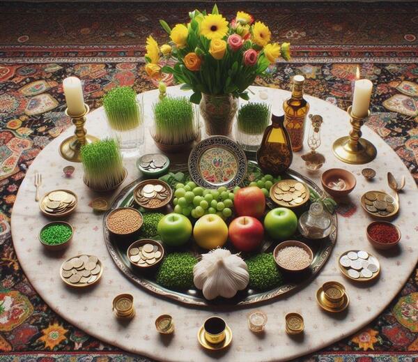 عکس سفره هفت سین جدید روی زمین