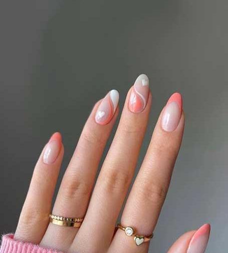 عکس طرح ناخن صورتی سفید