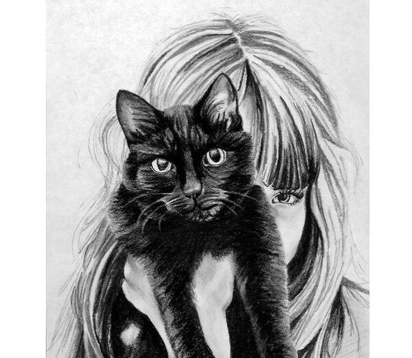 عکس نقاشی صورت گربه سیاه