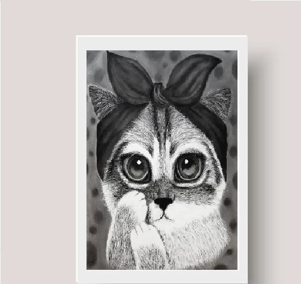 عکس نقاشی صورت گربه سیاه
