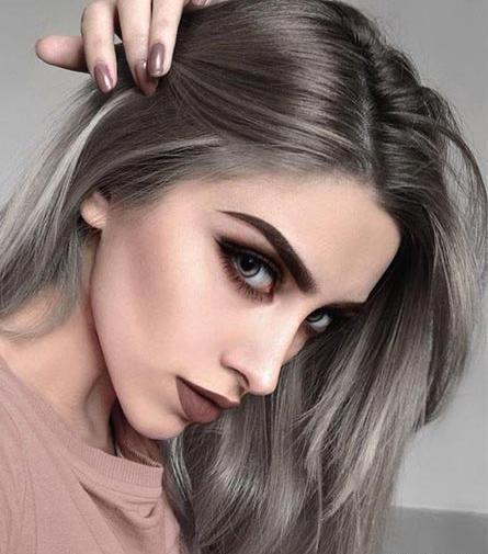 عکس رنگ مو هایلایت دودی زیتونی