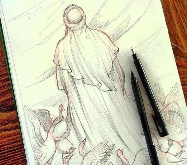 عکس نقاشی امام علی کودکانه