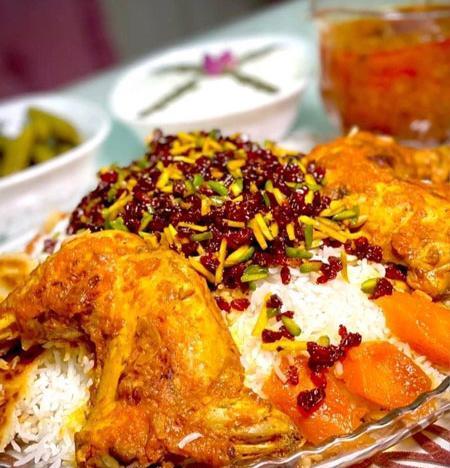 عکس تصاویر تزیین زرشک پلو با مرغ مجلسی