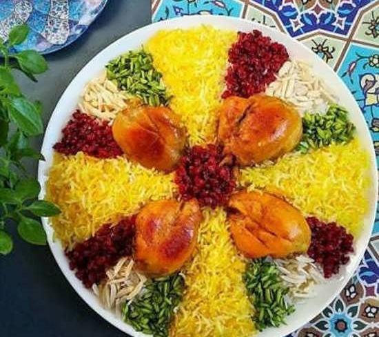 عکس تصاویر تزیین زرشک پلو با مرغ مجلسی