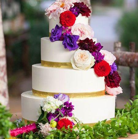 عکس کیک عروسی با گل عروس