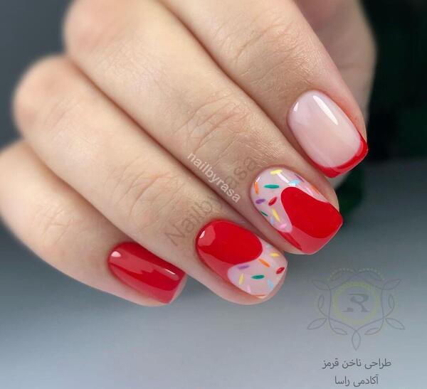 عکس مدل ژلیش ناخن رنگ قرمز