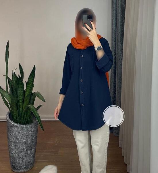 عکس مانتو اسپرت رنگ سرمه ای