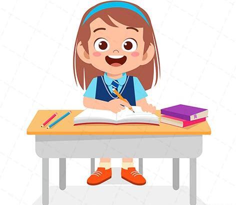 عکس دختر با حجاب در حال درس خواندن کارتونی