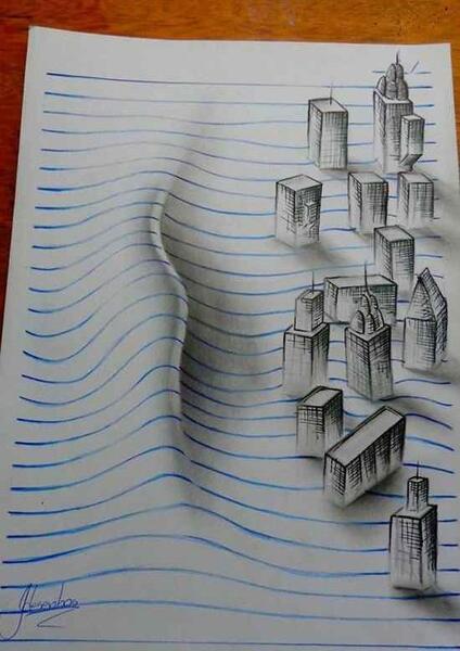 عکس نقاشی صورت روی کاغذ ساده