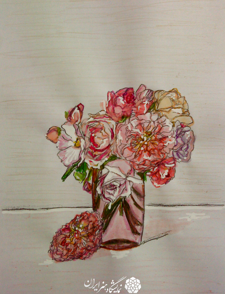 عکس نقاشی گل فروشی کودکانه