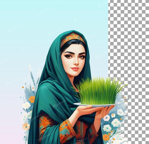عکس دختر با سبزه عید