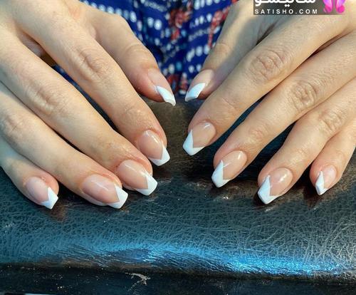 عکس مدل ناخن فرنچ هشتی