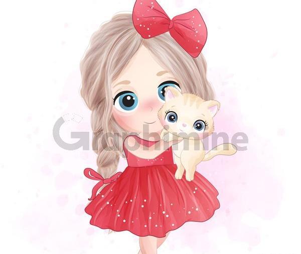 عکس گربه و دختر فانتزی