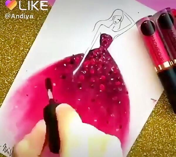 عکس نقاشی رژ ساده